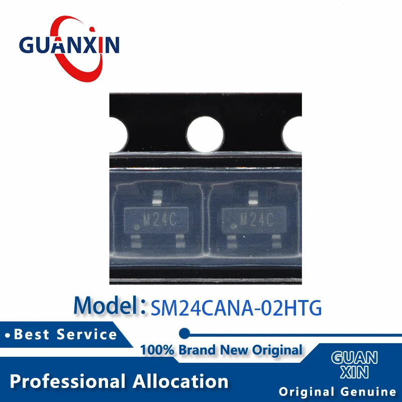 

100% New 5PCS SM24CANA-02HTG SOT-23 Marking M24C SM24CANA