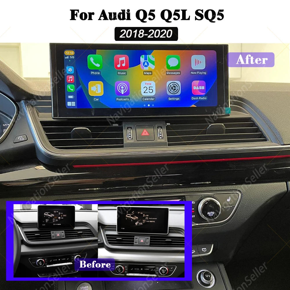 

10.25 Android Screen For Audi Q5 SQ5 Q5L 2018 - 2020 Multimedia Radio Android Car Stereo Gps Navigation System Carplay Retrofit