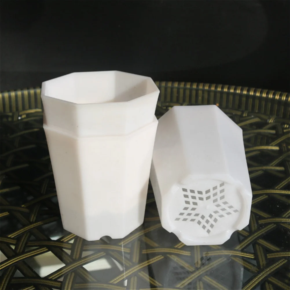 

10Pcs Octagonal Pot Imitation Ceramic Simple Versatile Perfect for Windowsills Patios Coffee Tables White Small Flower Pot