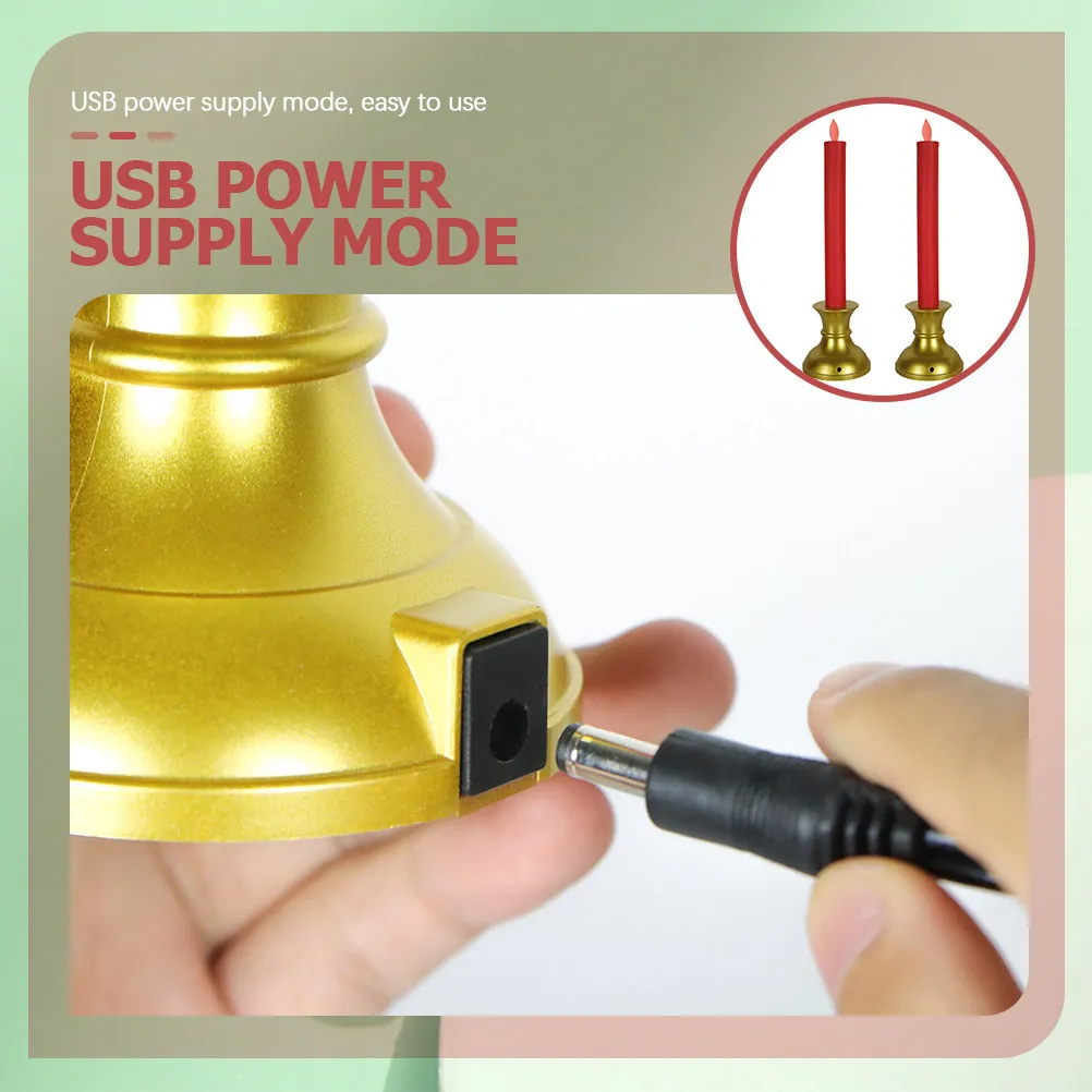 2Pcs Reusable USB Charging LED Lights Flameless Tea Light Decor Bright Color Compact Lightweight for Chinese New Year
