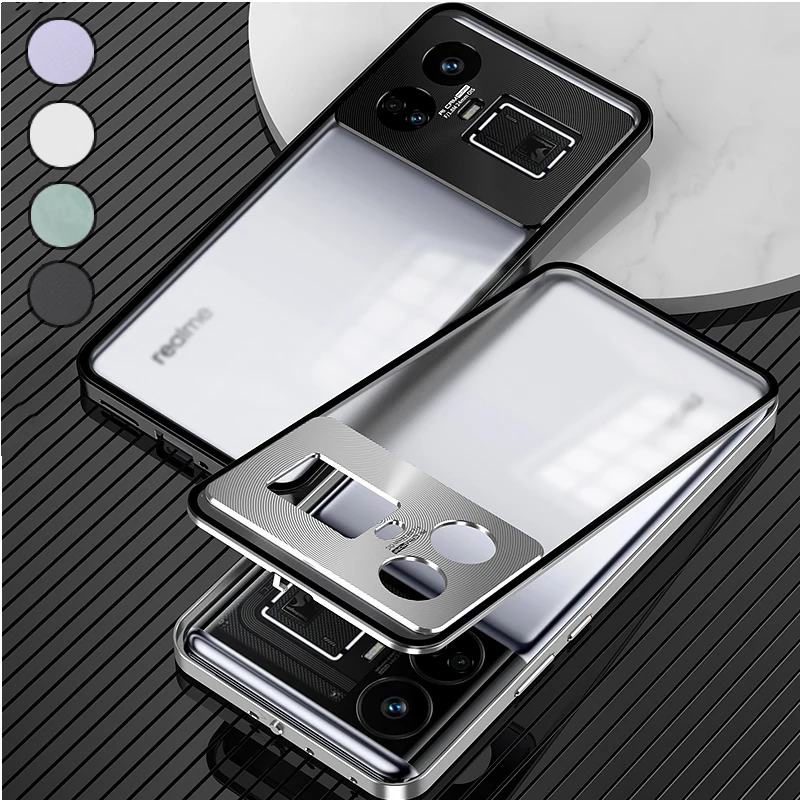 Single Sided Tempered Glass Metal Phone Case For Oppo Realme GT5 Slim Aluminium Alloy Bumper Back Cover For Realme GT 5 Casas