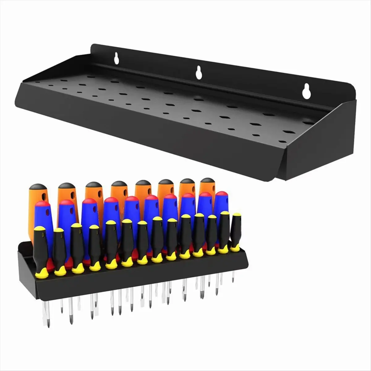 STOCK-Screwdriver Holder,Wall-Mounted Storage Rack for Workshop/Shed/Garage/Home Stores Up to 32 Screwdrivers or Small Tools