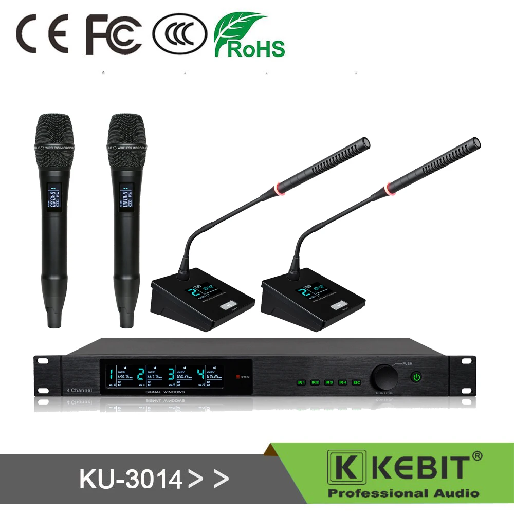 KEBIT KU-3014 Four Channels Wireless Microphone for high-end conference room