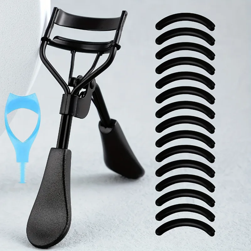 17PCS/SET Tool, 1pc Portable Eyelash Curler, 15pcs Silicone Pad, 1pc Eyelash Assist Device, Eyelash Curler, Suitable for Women