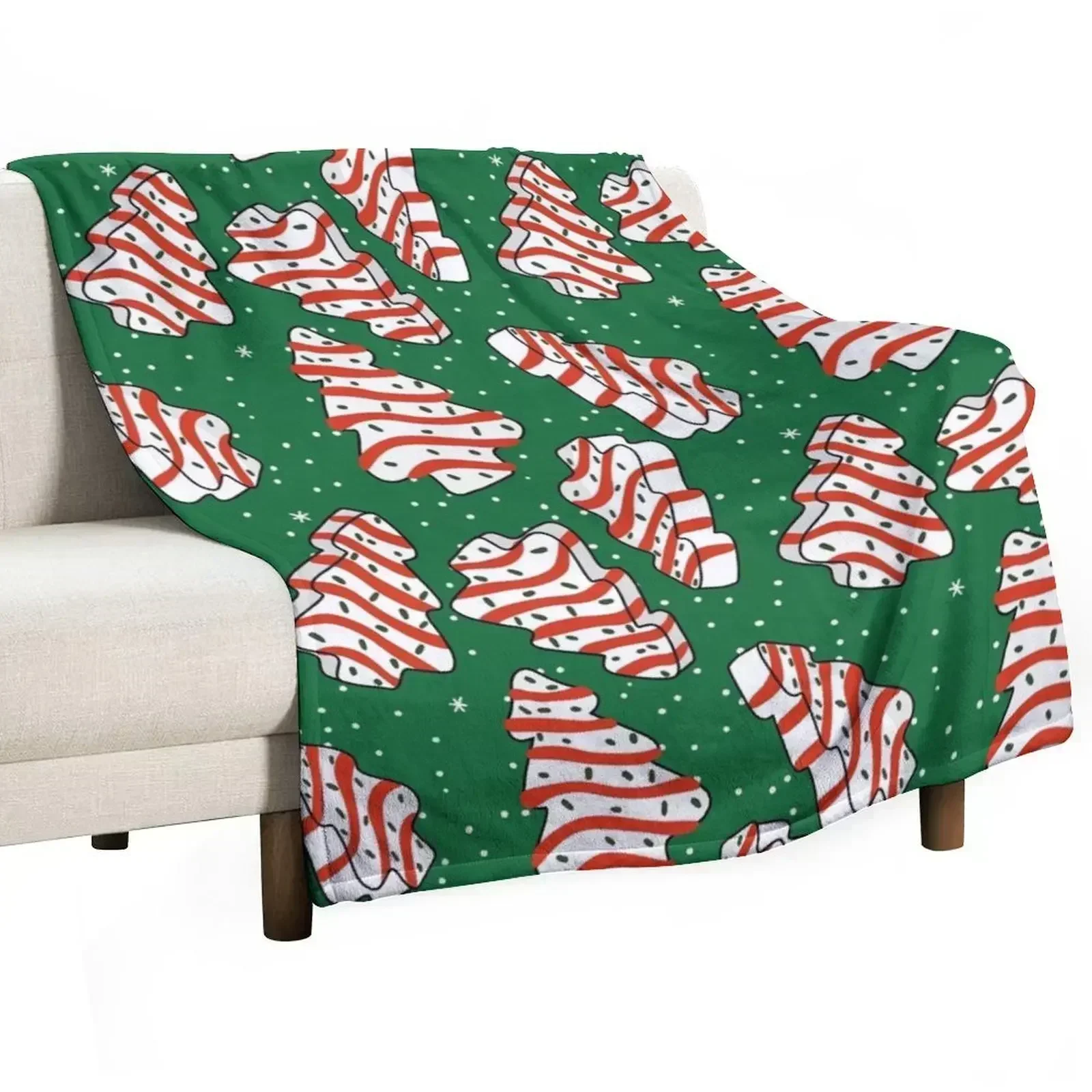 

Christmas Tree Snack Cake Green Throw Blanket For Decorative Sofa cosplay anime Hairys Blankets