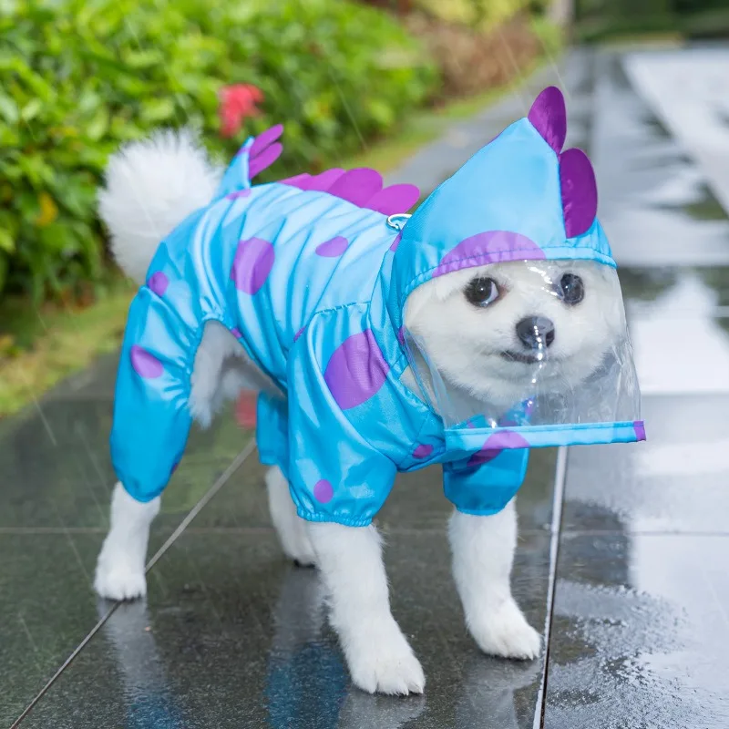 

Dog Raincoat Summer Dinosaur Shape Teddy Clothes Four Feet Waterproof Windproof Pet Rain Poncho Dog Accessories