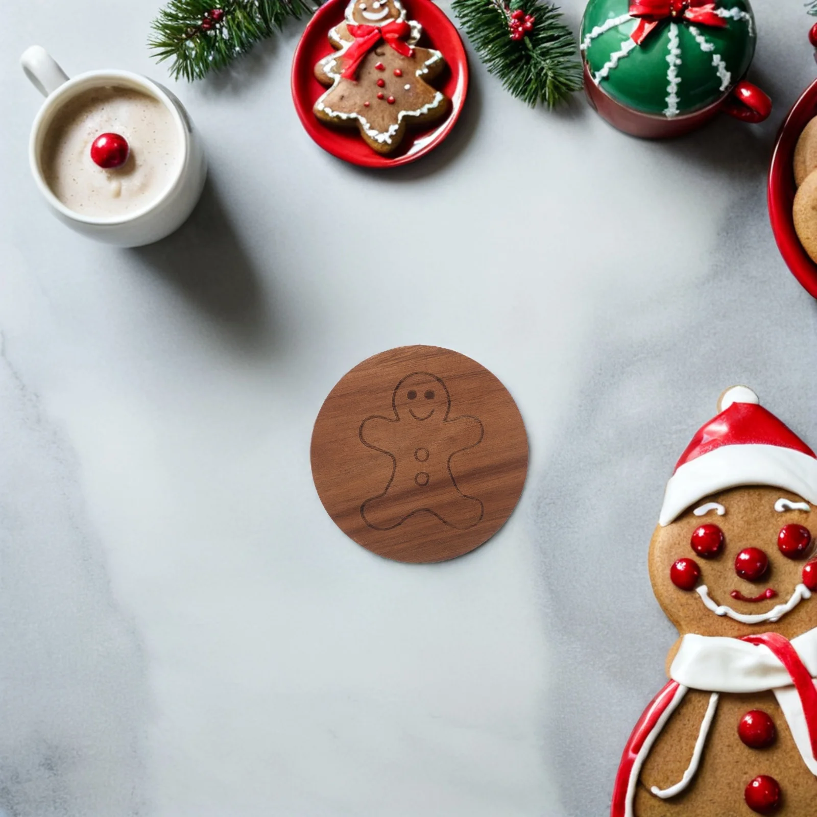 

Gingerbread Man Coaster Cup Mats for Table Tea Ceremony Accessories Handmade Holiday Coasters