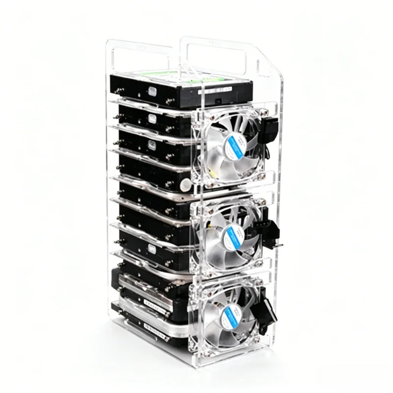 New DIY Acrylic Hard Drive Bracket Transparent Hard Disk Shelf Desktop Computer External Storage Box HDD Hard Disk Drives Cage