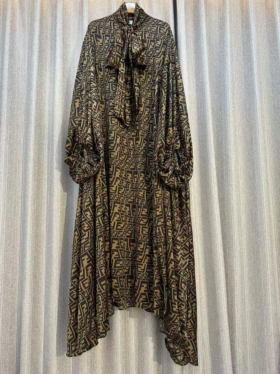 New 2024 Autumn Fashion Irregular Midi Dress Female long Sleeve Elegant Loose Print Casual Party A-line Evening Dress For Women