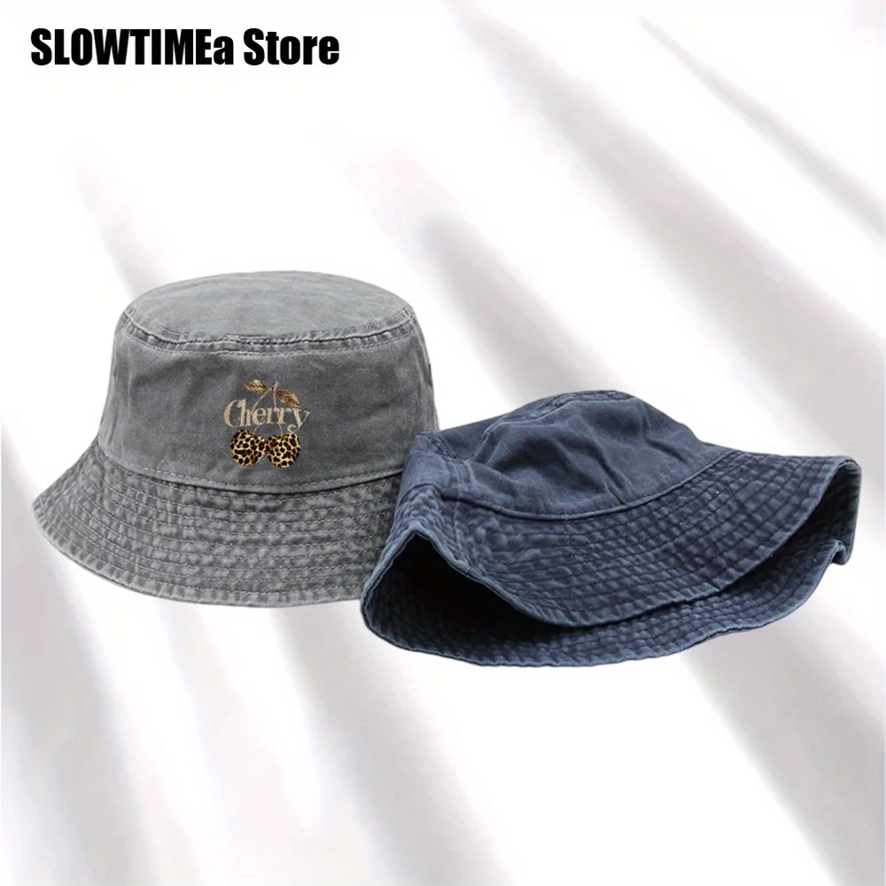 1pc Leopard Hat, Fashion Hats, Trendy Hats, Washed Hats, Multiple Color Options Fisherman Hats, Bucket Hats, Foldable Fisherman