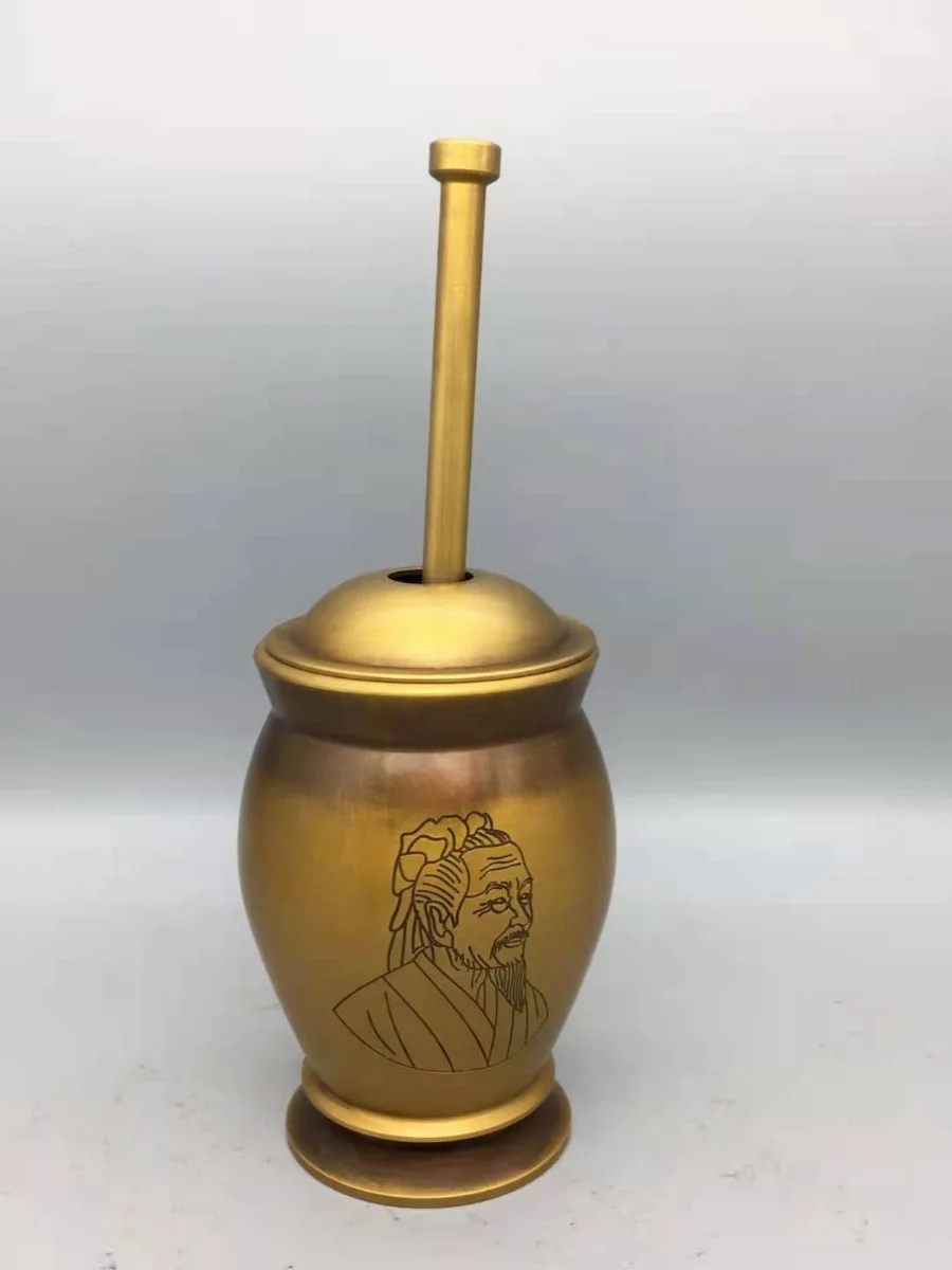 Brass pot pounder for grinding Chinese herbal medicines and garlic pounder