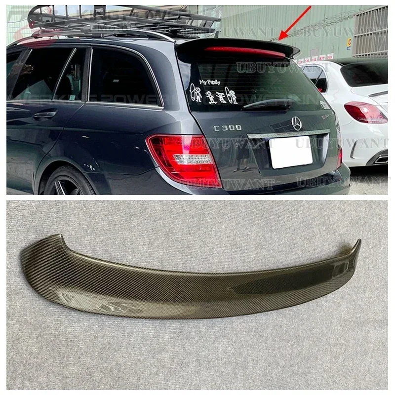 For Mercedes Benz W204 Wagon C200 C300 C63 Estate / Wagon High Quality Carbon Fiber Roof Spoiler Car Rear Wing Spoiler 2010-2014