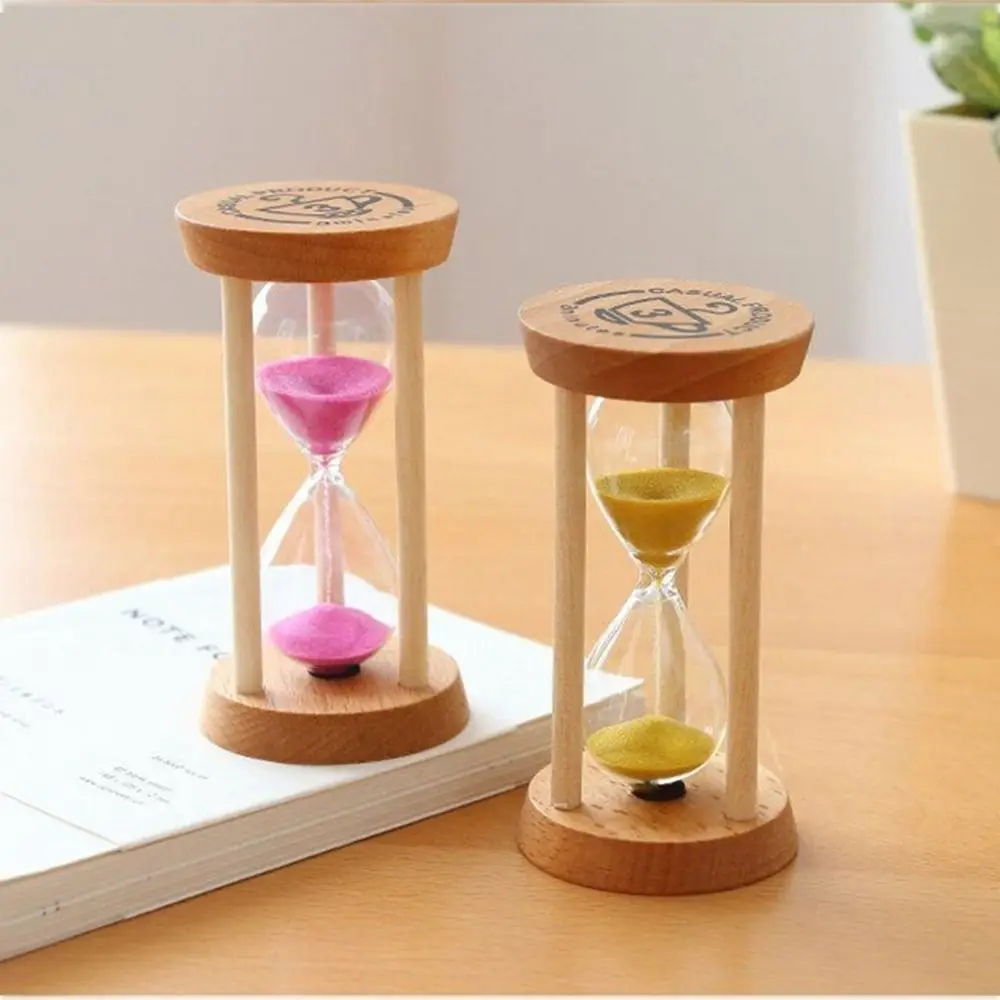 Portable Stable Connection Wooden Hourglass Wooden No Deformation Round Hourglass Timers 5 Colors 1/3/5 Minutes Timer Kitchen
