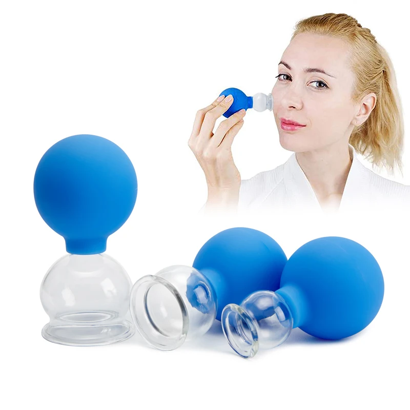 New Cylindrical Glass Rubber Face Massager Vacuum Cupping Visage Cup Therapy Anti Cellulite Jar Wrinkle Facial Masajeador Tool