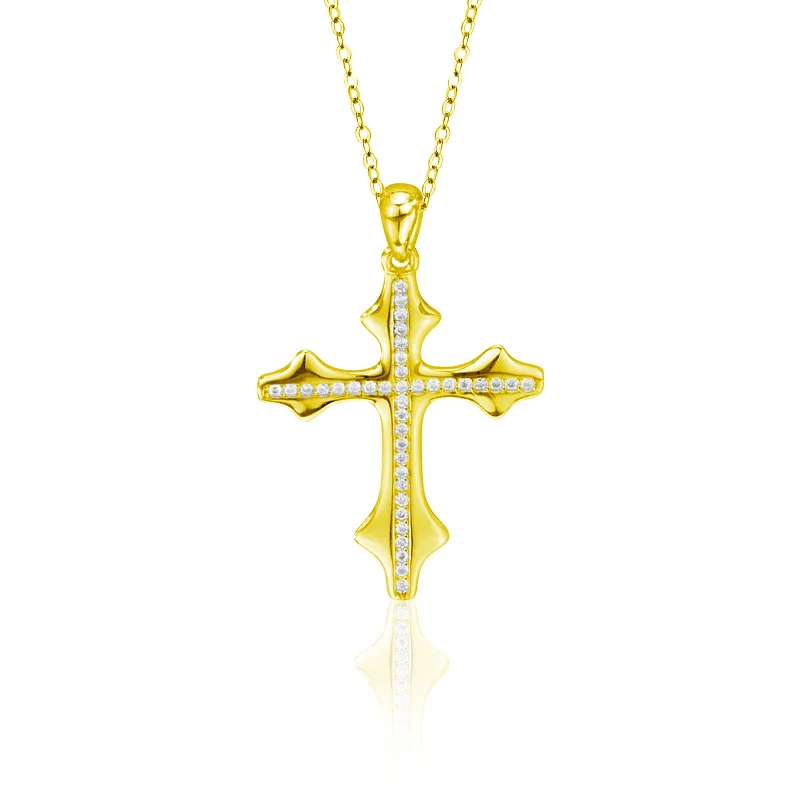 

Полный комплект муассанитового кулона из стерлингового серебра S925, ожерелье с крестом, женский аксессуар