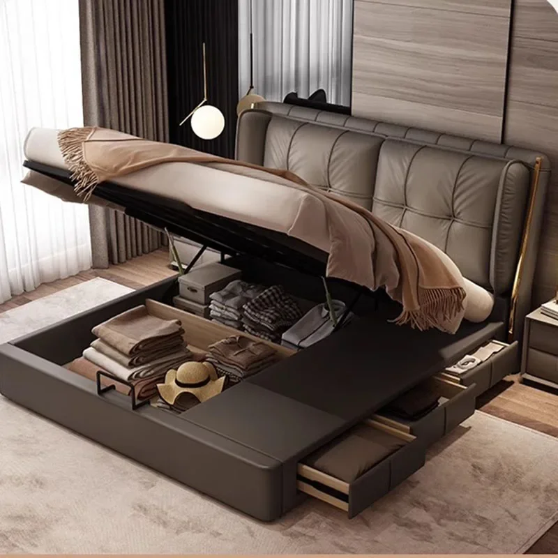 Multifunctional Storage Bed Cheap Space Saving Comfortable Princess Sleeping Bed Design Letto Matrimoniale Trendy Furniture