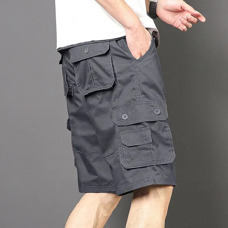 Summer Cargo Shorts Breathable Cotton Mens Casual Multi-pockets Work Shorts Hiking Tactical Short Pants Outdoor Plus Size 44