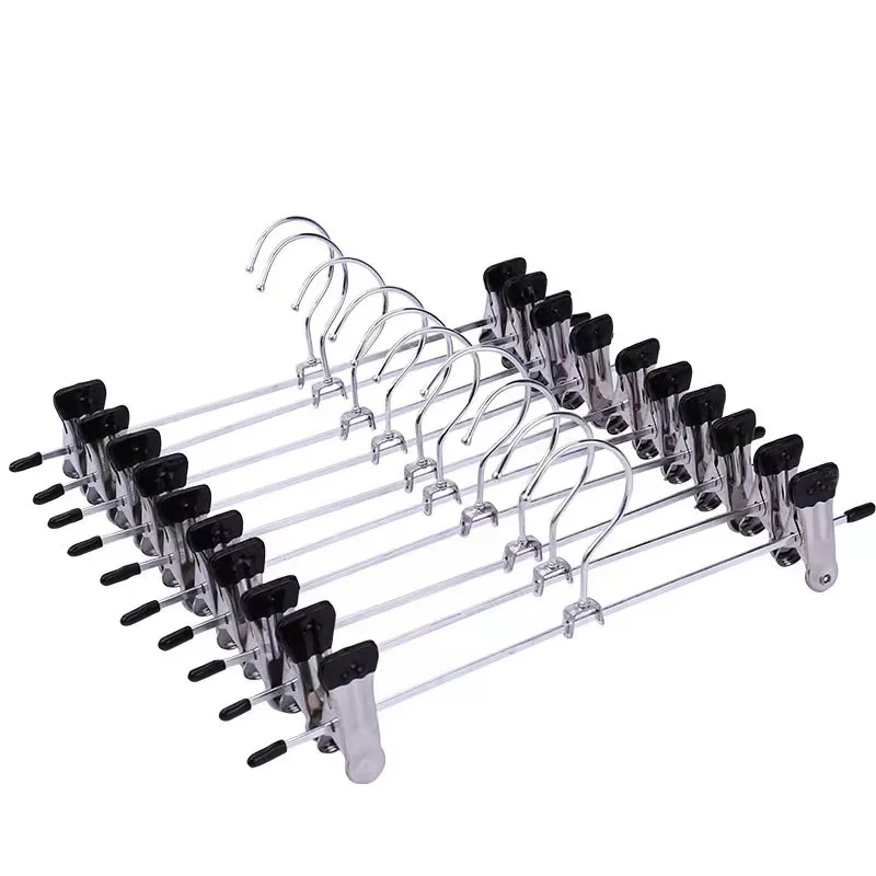 10pcs Multifunctional Trouser Rack Clip Stainless Steel Strong Telescopic Traceless Clothes Hanger