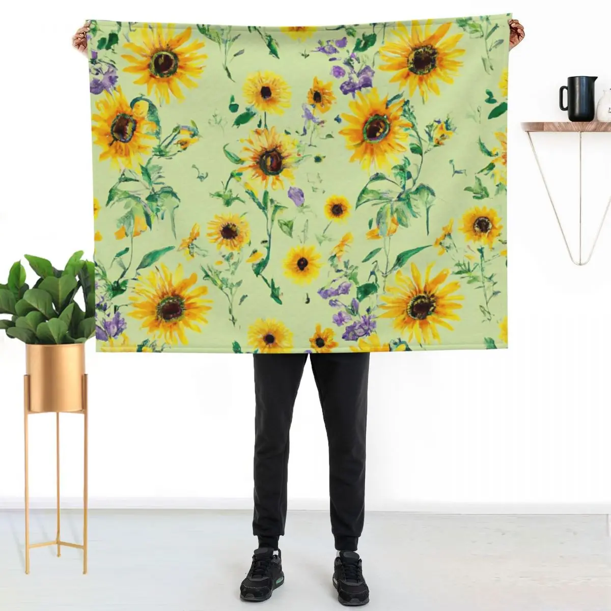 Cute Floral Pattern - Girly Watercolor Yellow Sunflowers Aesthetic Design Throw Blanket christmas decoration bed plaid Blankets