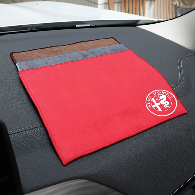 Keychain Car Interior Drying Towel Coral Velvet Super Absorbent Cleaning Cloth For Alfa Romeo 4C 159 166 Giulia Giulietta 156 GT