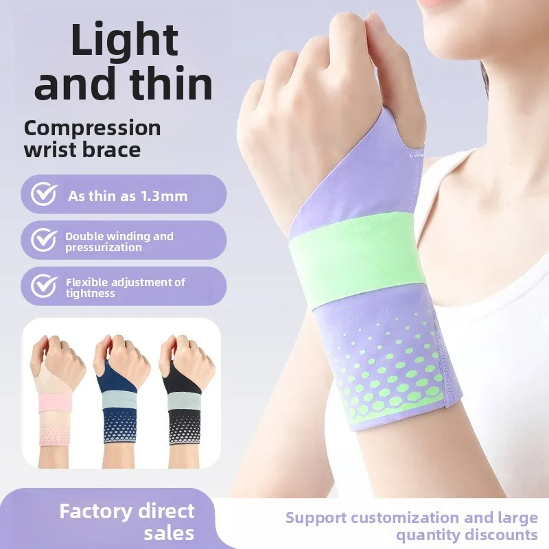 Lightweight Summer Thin Breathable Compression Double Wrap Wrist Fixing Guard for Badminton Tennis and Sports Hand Protection