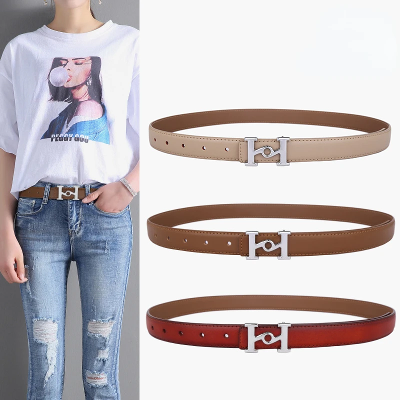 

New Women Belt Genuine Leather Luxury Designer Adjustable Belt Buckle Fashion Fine Jeans Dress Waistband Girl High Quality Belts