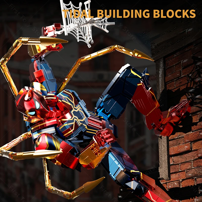 Spider-Man 3 The Avengers MK85 iron Man Mecha Titan Robot Spider-Man Building Blocks Kit Bricks Sets Dolls Model Kids Toys Gift