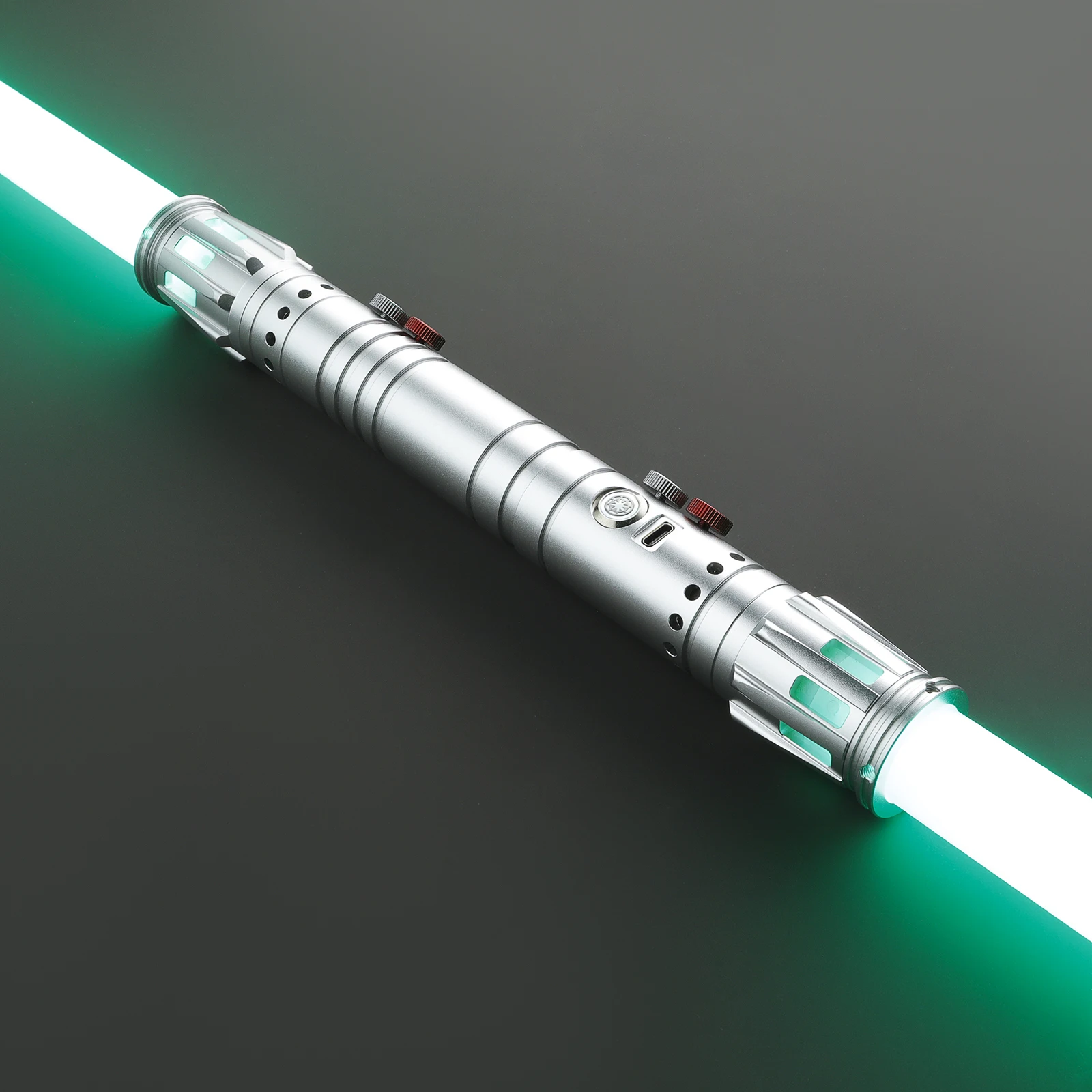 DamienSaber Double Blades Lightsaber Xeno3.0 Pixel Sensitive Smooth Swing Light Saber Heaving Dueling Bluetooth Metal Handle