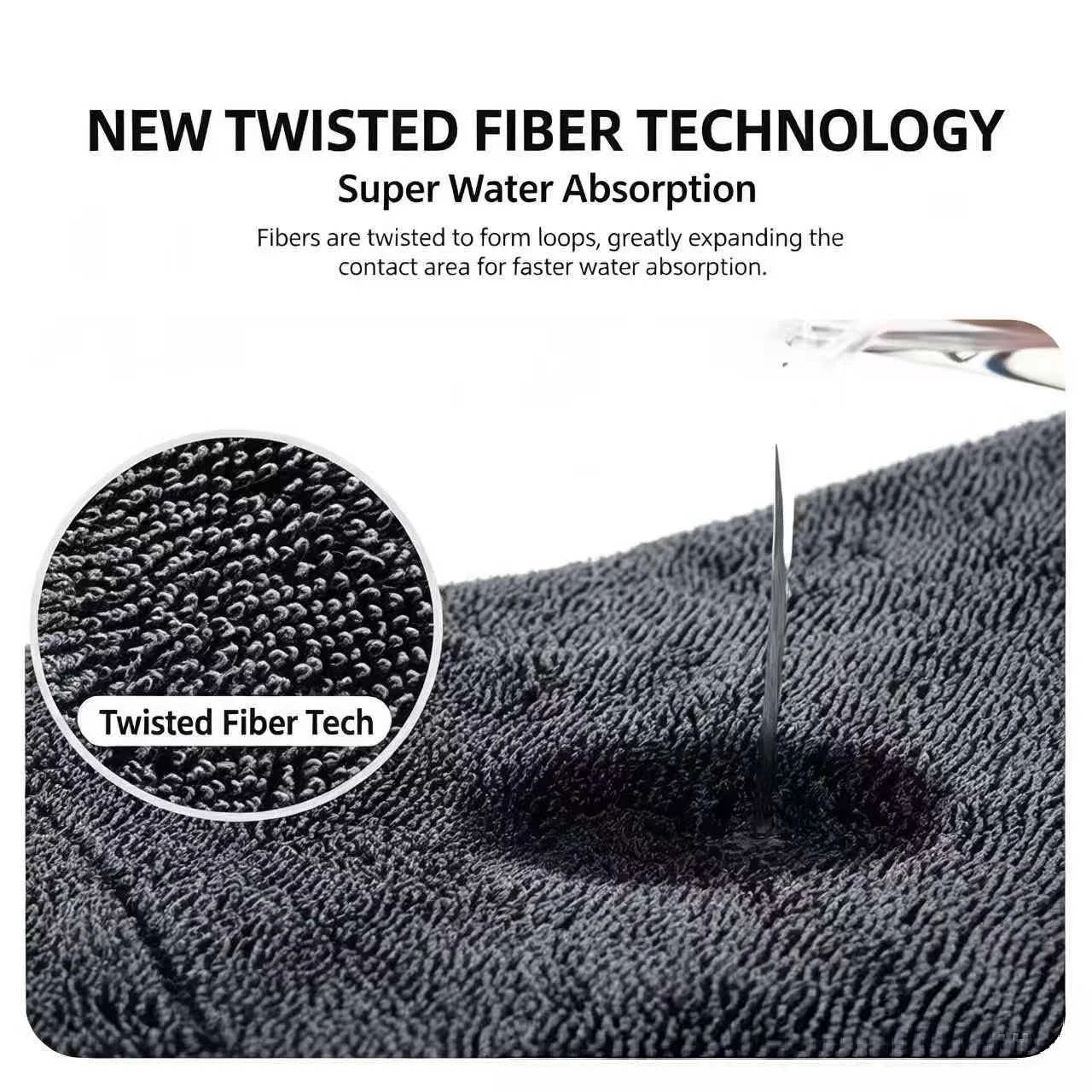 1200 GSM Twisted Ponytail Car Wash Towel, Glass Cleaning, Extra Large and Thick, Super Absorbent, No Scratches for Car Wiping