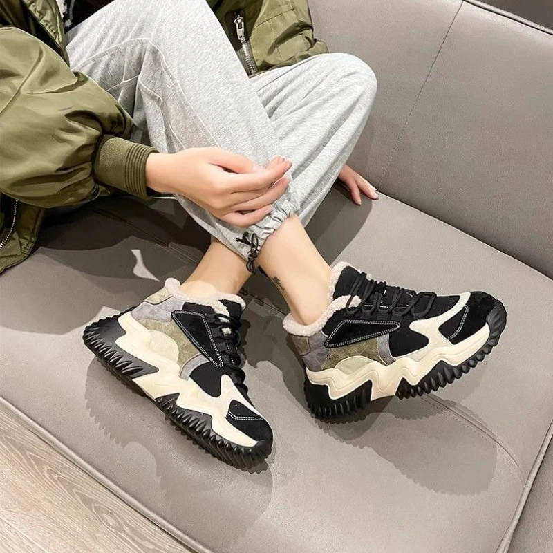 النساء الشتاء الثلوج الأحذية 2025 جديد سميكة منصة الارتفاع تعزيز الدافئة صوف مبطن أحذية رياضية غير رسمية مكتنزة أبي الأحذية العصرية #1