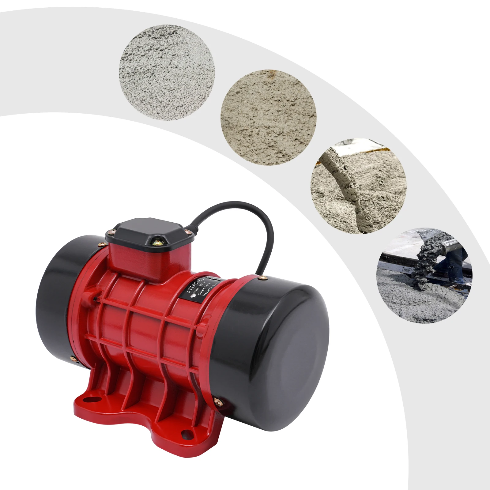 110V Concrete Vibrator Vibration Motor, 250W Electric Vibrating Vibrators Motor for Shaker Table, 3500 RPM (Red+Black)