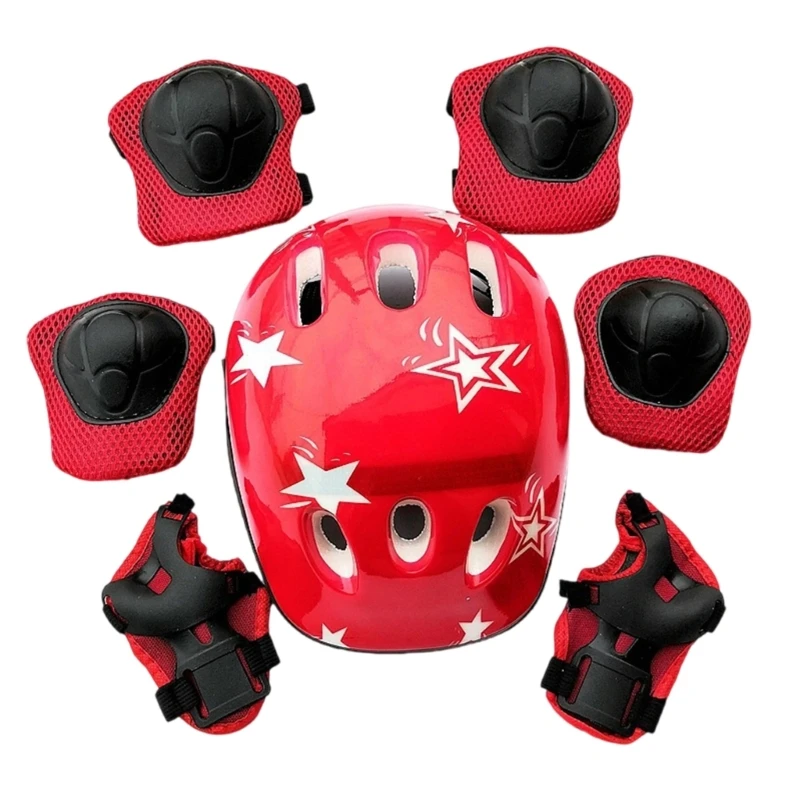 7Pcs Kids Outdoor Sport Gear Set for Roller Skating Scooter Skateboard Cycling, with Headgear Knee Guard Elbow Wrist Pad