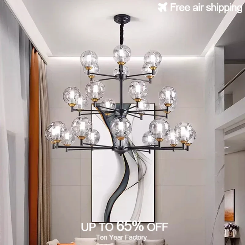 

Modern Nordic Style Glass Ball LED Pendant Light Chandelier for Ceiling in Living Room Bedroom and Dining Room Home Decoration L