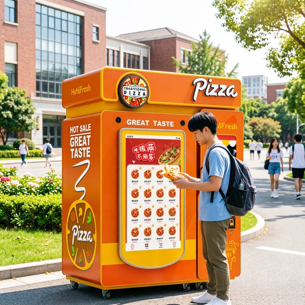 Hot Pizza Vending Kiosk Intelligent Temp Control Fast Heating Oven For University Campus Office Business Park Canteen