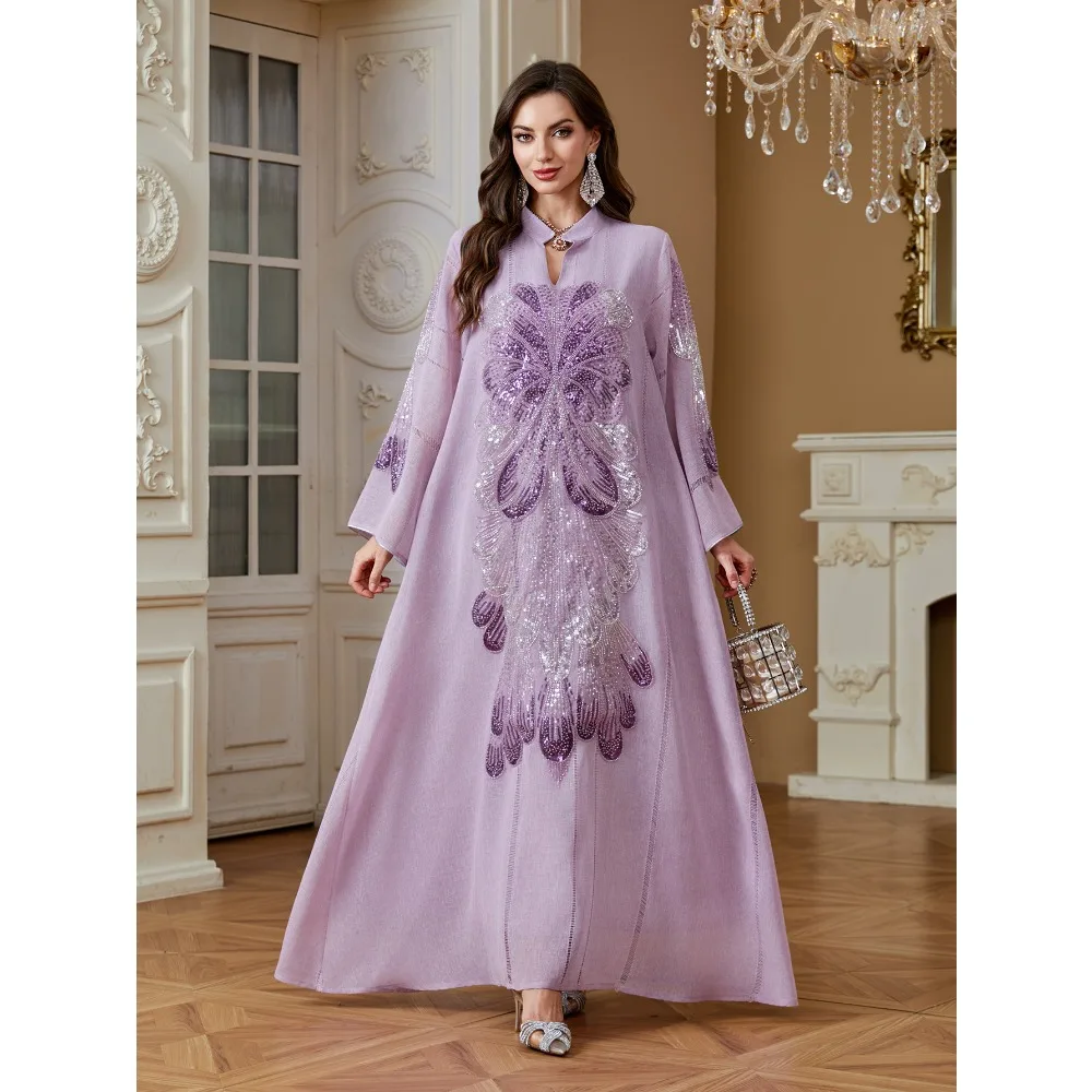 India Turkey Muslim Abaya Dresses Women Elegant Diamond Wedding Evening Party Dress Lace Sequins Abaya Morocco Caftan Robe 2026
