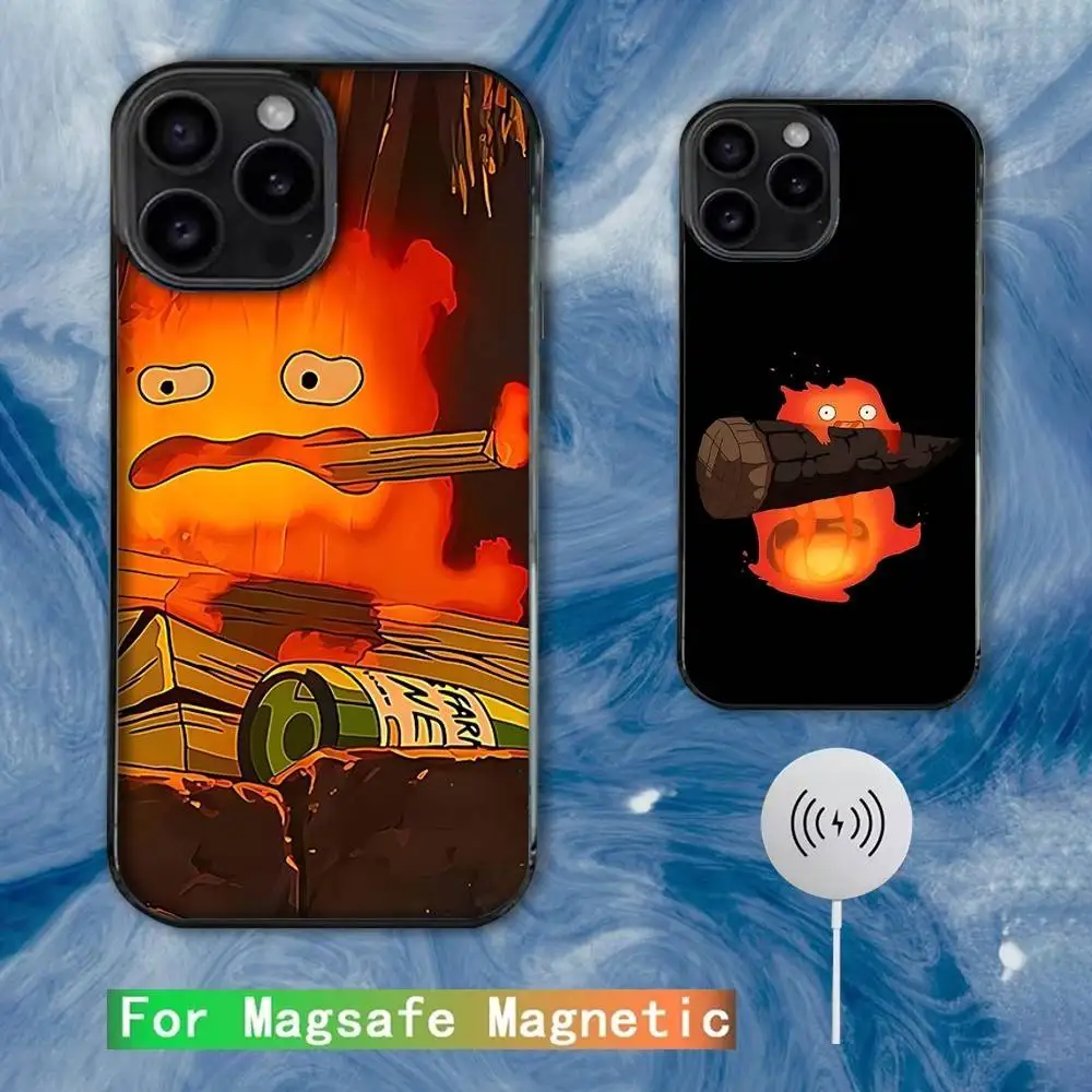 

Cute Fire C- Calcifer Phone Case For iPhone 16e,16,15,14,13,12,11,Plus,Pro,Max,Mini Magsafe Magnetic Wireless Charging
