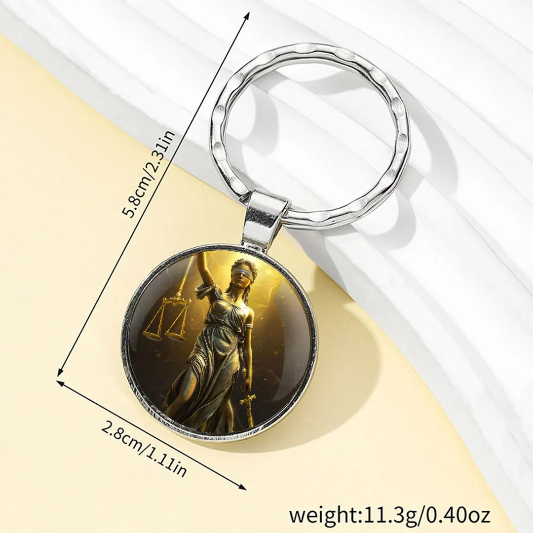 The Statue of The Goddess Is Blindfolded Design Chain Unique Keyrings Charm Pendant Jewelry Perfect  Anniversary Gift Idea