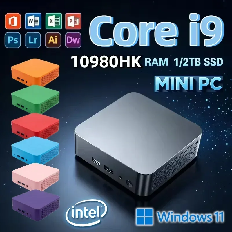 New MINI PC Windows 11 Intel Core i9 10980HK 16GB 32GB SSD 1TB 2TB Computer Gaming BT5.2 Portable Desktop PC Gamer
