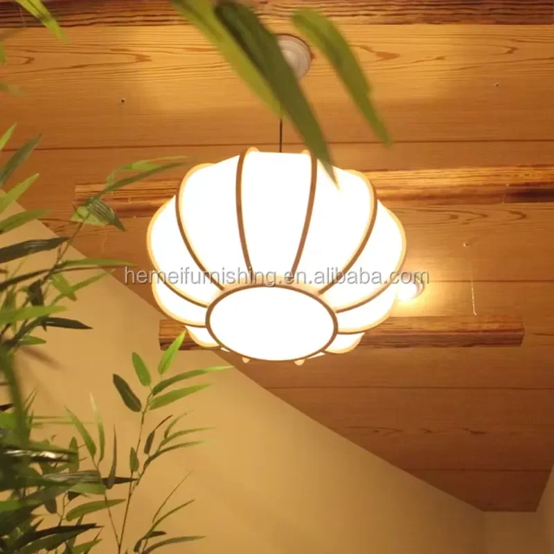 Japanese Style Wooden Ceiling Lamp Modern Minimalist Pendant Light for Living Room Bedroom Dining Area Home Decor Lighting