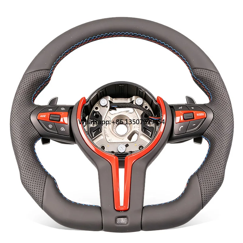 

Steering Wheel for BMW E46 F30 F10 E90 E60 G20 G30 F32 328i F36 M340i E39 F22 F11 540i E87 M3 E70 M4 Leather Thong-style 3-Spoke