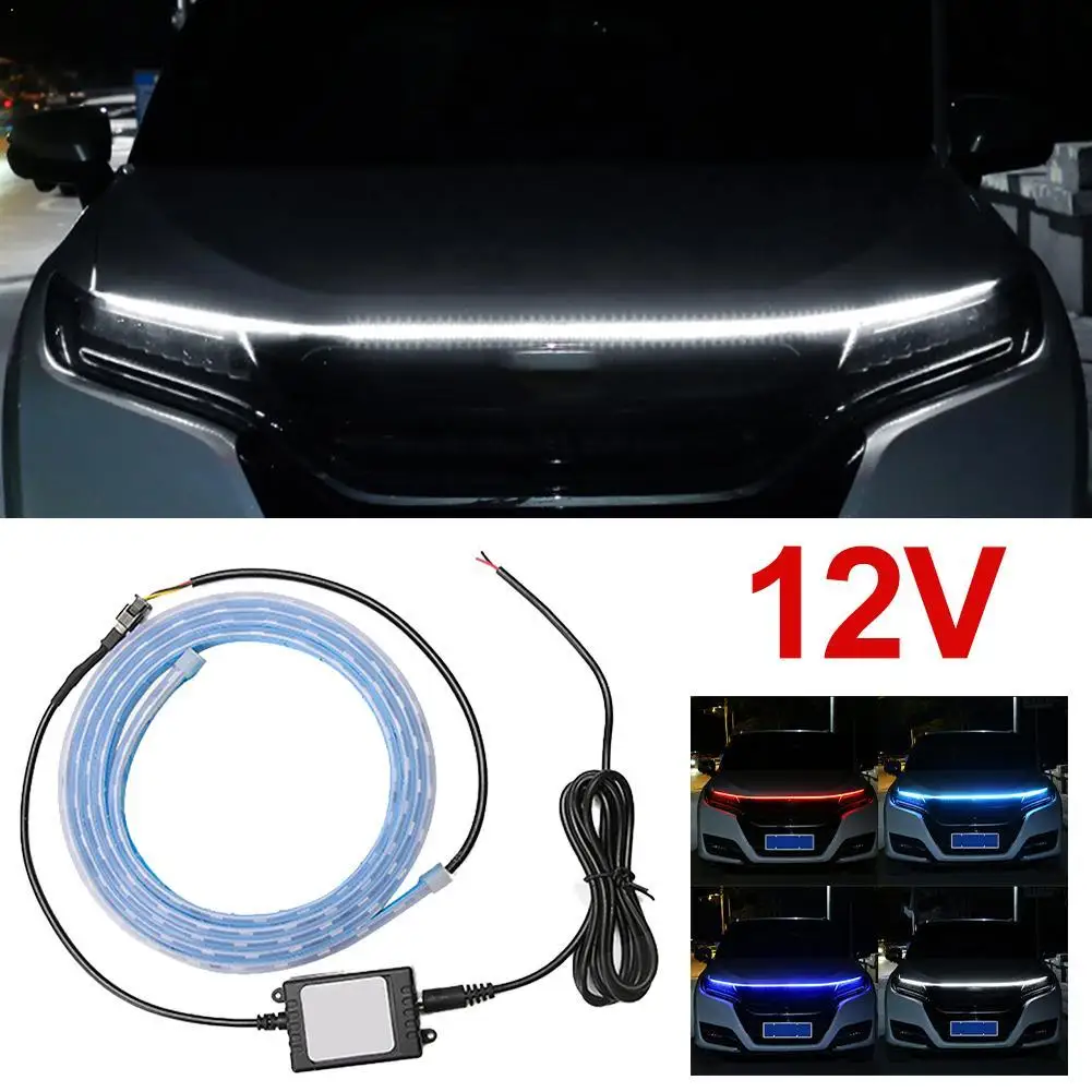 

LED Car Hood Light Strip Dynamic Scan Startup Effect Daytime Running Universal Engine Cover Decor Accessories