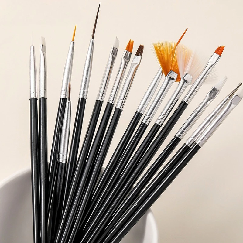 

Black Pink White Nail Art Brushes Set Drawing Flower Phototherapy Nail Art Tools Kit Painting Pen Manicure Wholesale Accessories