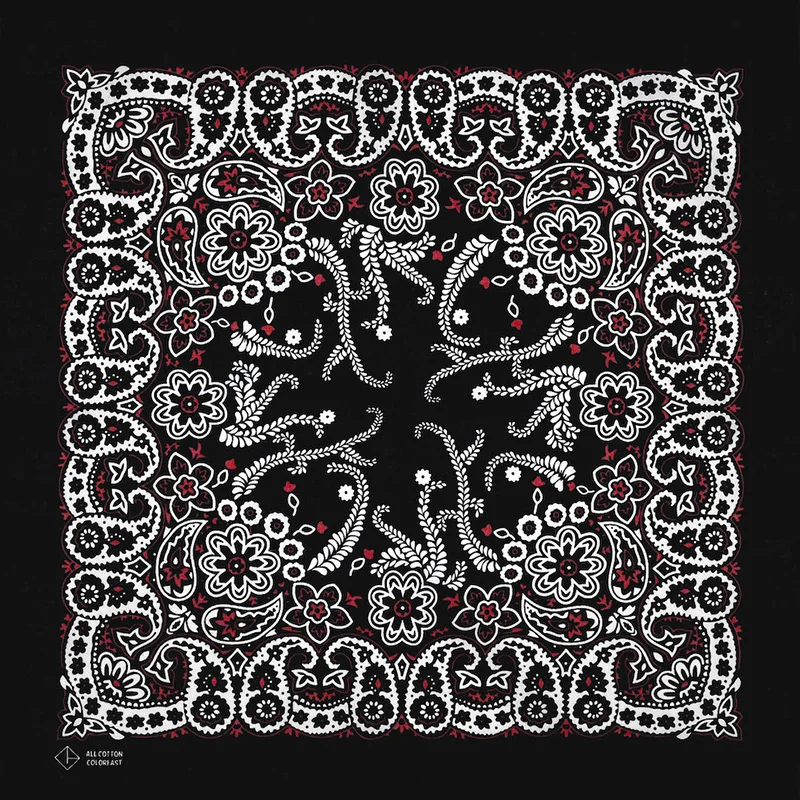 New Design High Quality Hip Hop Amoeba Cashew Cotton Square Bandana Scarf Headband Black Paisley Gifts For Men/Boys/Girls