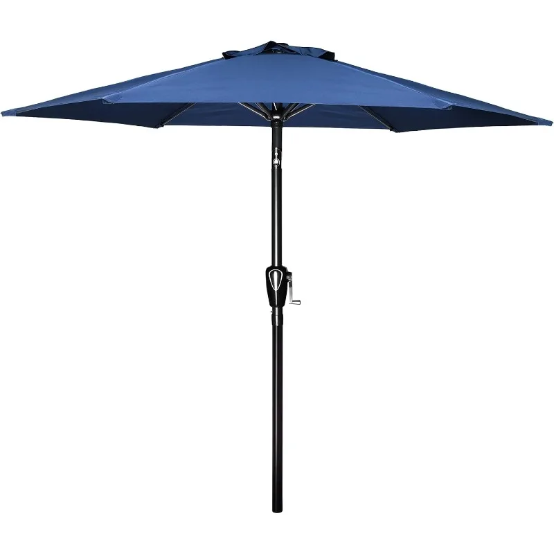 

7.5ft Patio Umbrella Outdoor Table Market Yard Umbrella with Push Button Tilt/Crank, 6 Sturdy Ribs for Garden, Deck, Backyard