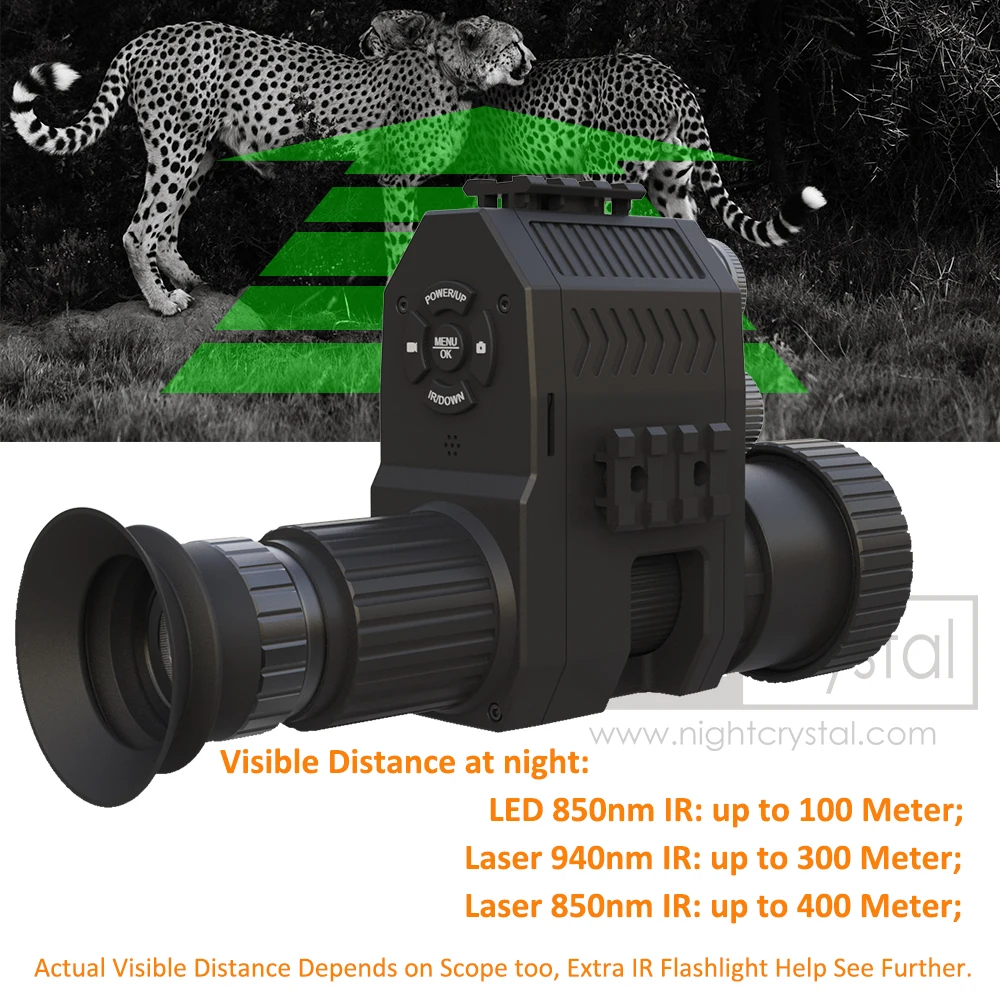 Megaorei 4B Telescope Sight Binoculars Monocular Add on Hunting Night Vision Scope Camera Video 1080p HD 4x Zoom 480NM 940NM