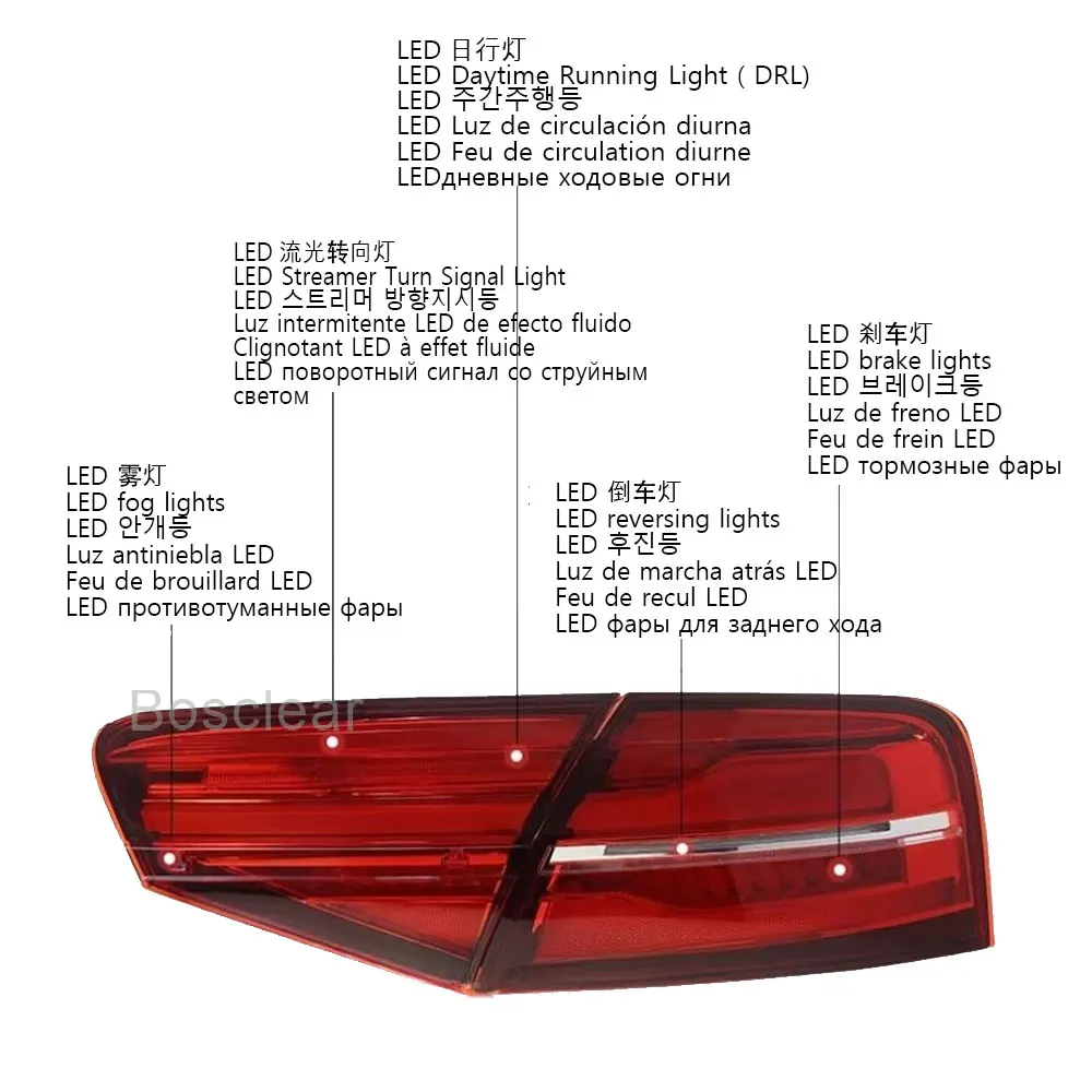Car LED Taillights Assembly for Audi A8 2011-2013 Modify Tail Lamps Turn signal Reverse Light Plug and Play Taillamp Accessories