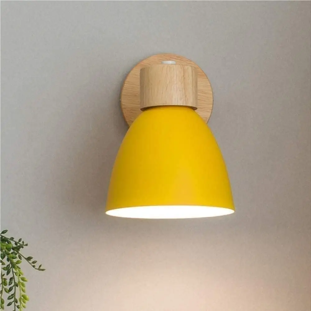 e27ソケット付き調節可能なヘッドウォールランプ、寝室、リビングルーム、書斎用の木製ベースと鉄フレーム付きのモダンなウォールスコンス