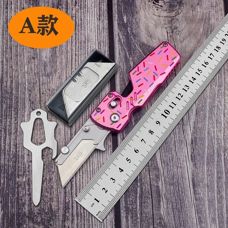 BHBT Donut art knife, aluminum alloy G10 folding wallpaper knife, wire stripping knife, portable disassembly and delivery knife