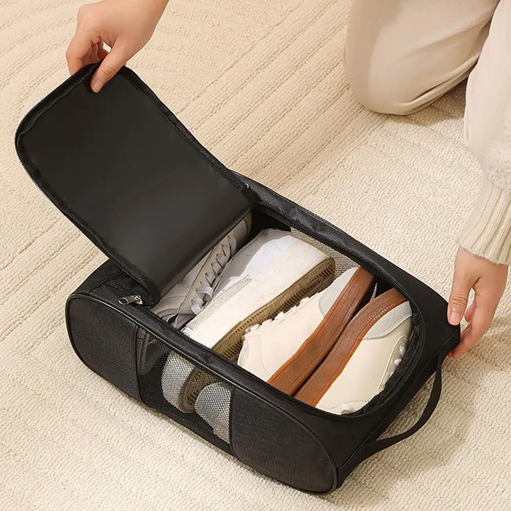 

1PC Black Oxford Cloth Travel Shoe Storage Bag, Basketball And Football Shoe Bag, Portable Business Travel Slipper Bag