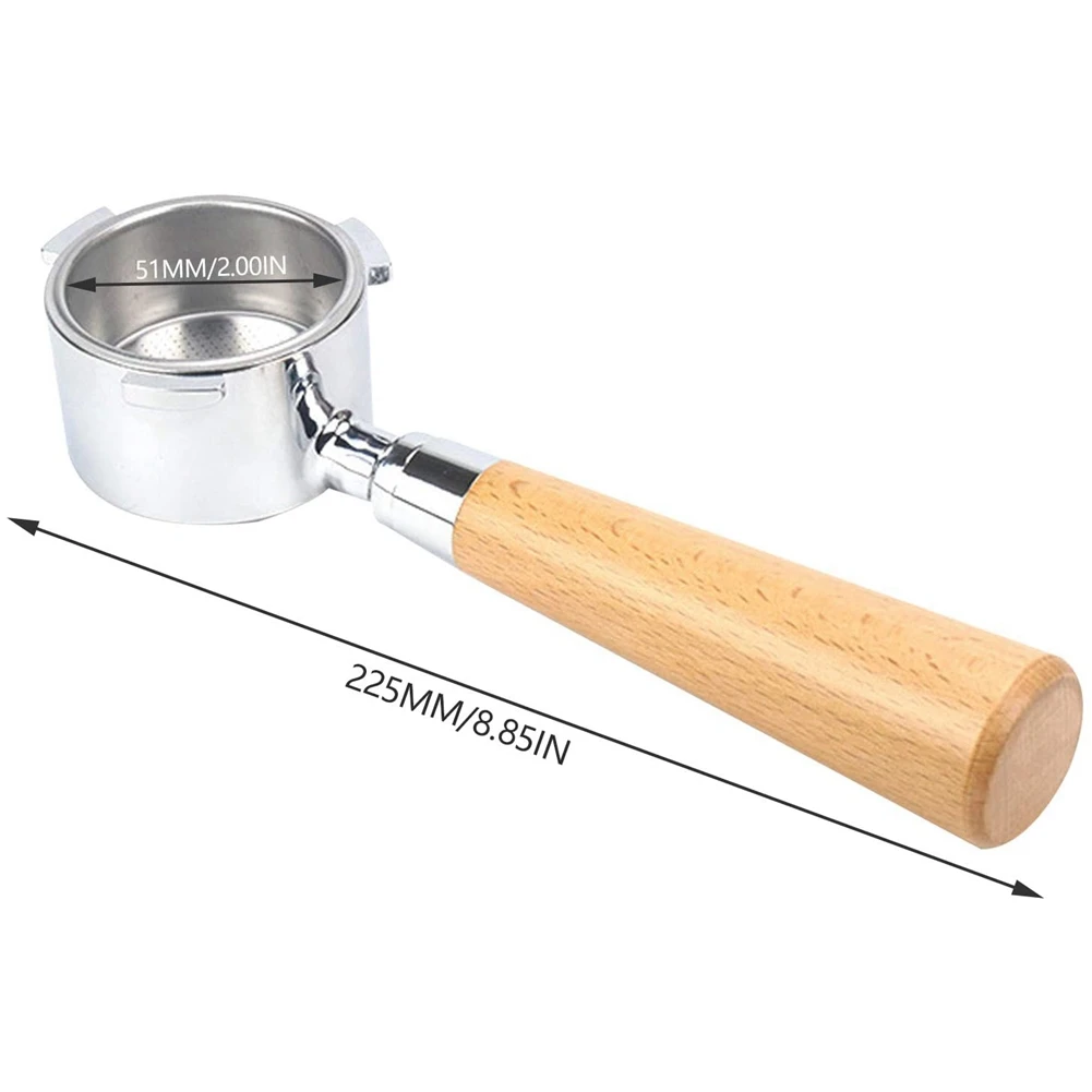 فلتر قهوة بدون قاع مقاس 51 مم لـ Delonghi EC680 / EC685، حامل فلتر بدون قاع قابل للإزالة مع سلة فلتر HOT